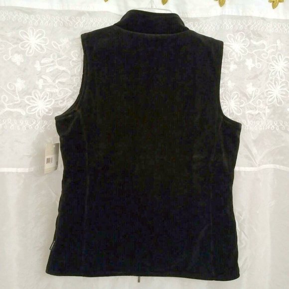 FLASH SALE! NEW Liz Claiborne Black Velvet Vest. Quilted, Zip Front & Pockets, S - Picture 5 of 13